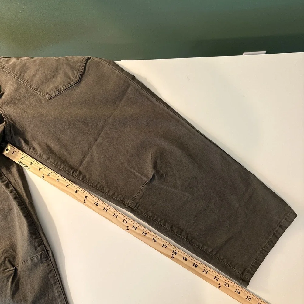 Evereve Emerson Barrel Leg Ankle Pants Olive Green Size 30 Cotton Stretch Casual